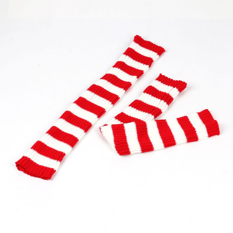 Unisex Beinwärmer für Männer und Frauen Gestrickte Fußwärmer Farbig gestreifte Stiefelwärmer Stapelsocken_voghion.com