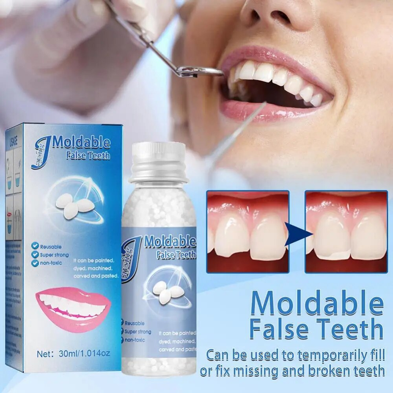 Pegamento para reparación dental de 30-50g, adhesivo para dentadura postiza temporal, relleno de dentadura postiza, pegamento sólido moldeable, herramienta para el cuidado dental_voghion.com