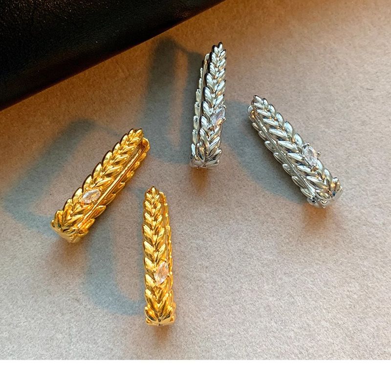 Women's Jewelry Retro Wheat Ear Leaf Earrings Light Luxury Niche Design High End Diamond Studded Fashionable All Match Earrings_voghion.com