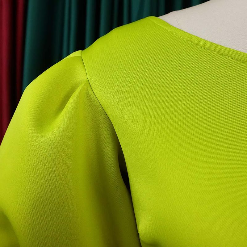 Damen-Kleid, Größe S-3XL, Temperament-Taille, umwickelt, mit Blasenärmeln, Bankett-Split-Kleid_voghion.com