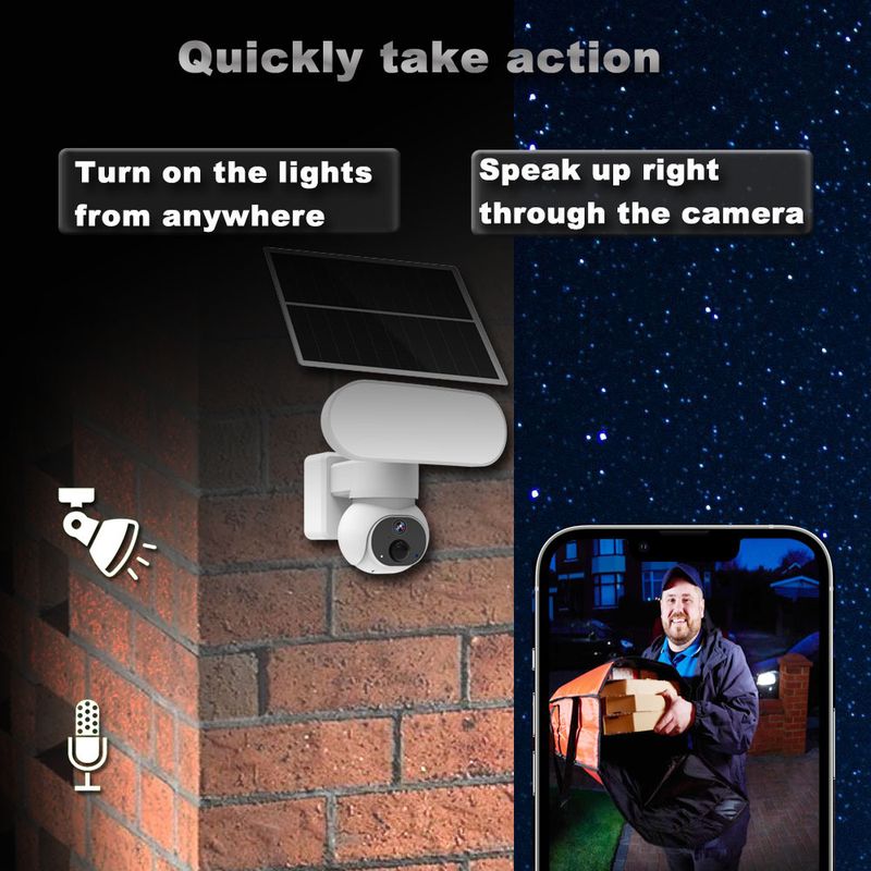 Cámara solar esférica inalámbrica para exteriores, resistente al agua, con luz de jardín de alta luminosidad y monitoreo de iluminación_voghion.com