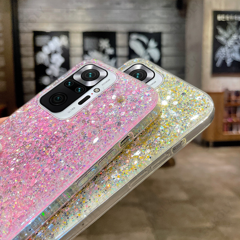 For Xiaomi Redmi Note 10 Pro Case Note 9 8 7 Pro 10S 9S 9A 9C Bling Glitter Cover Xiaomi Poco X3 F2 M3 Pro F3 Mi 11 Lite_voghion.com