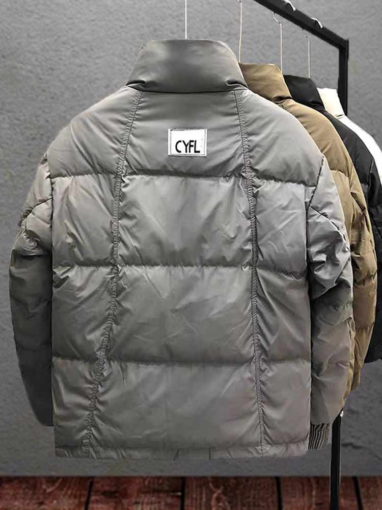 Giacca in piumino d'anatra bianca di alta qualità per uomo - Cappotto invernale caldo e spesso imbottito con imbottitura di alta qualità, design a tinta unita per protezione dal freddo_voghion.com