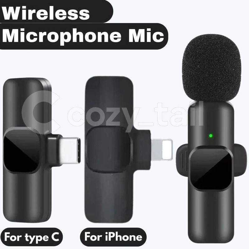 Mini Wireless Lavalier-Mikrofon Mikrofon für iPhone, Samsung Typ C Aufnahme Vlog_voghion.com