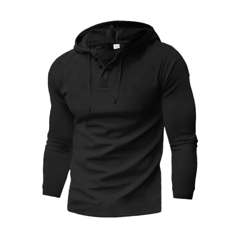Herren-Set aus Waffelstrick-Hoodie und Jogginghose – Atmungsaktive Loungewear mit langen Ärmeln (lässiges, einfarbiges zweiteiliges Outfit)_voghion.com