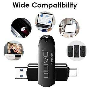 DIDIVO USB-C-Flash-Laufwerk 512 GB/256 GB/128 GB/64 GB 2-in-1 OTG USB 3.0-Daumenlaufwerk Dual-USB-C-Speicherstick Hochgeschwindigkeits-Jump-Drive Fotostick_voghion.com