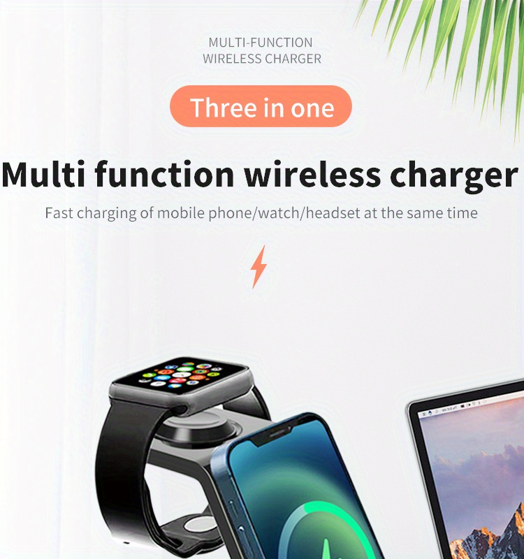 Suport pentru încărcător fără fir magnetic 3 în 1, suport pentru stație de andocare de încărcare rapidă 15W compatibil cu iPhone 14/13/12 Pro Max_voghion.com