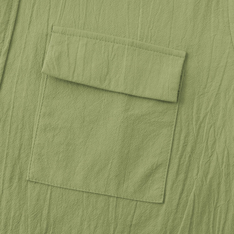 Camicia a maniche corte casual alla moda di grandi dimensioni in lino di cotone sciolto tinta unita estate 2023 dei nuovi uomini_voghion.com