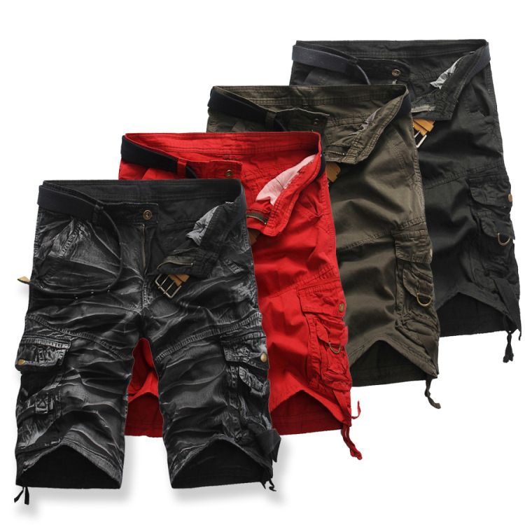 Man's clothing Summer loose casual camo cargo shorts plus size multi-pocket five-point mid-length pants_voghion.com