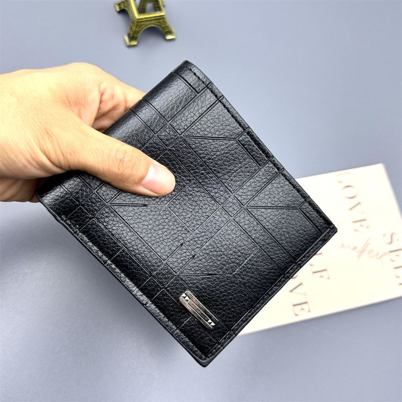 Kurze Brieftasche für Herren mit mehreren Kartenfächern, Herren-Führerschein, dünnes PU-Leder, Geldscheinklammer, Business-Geldbörse_voghion.com