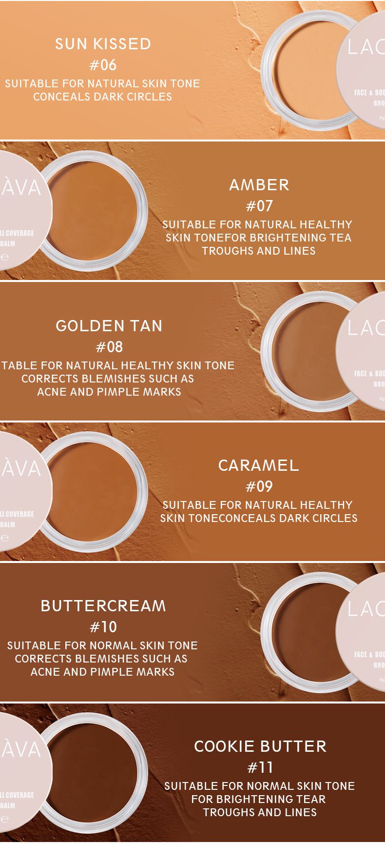 Langanhaltende Concealer-Foundation-Creme in 15 Farben für Akneflecken und Augenringe LACHAVA Pudaier Marke Professionelles Make-up_voghion.com