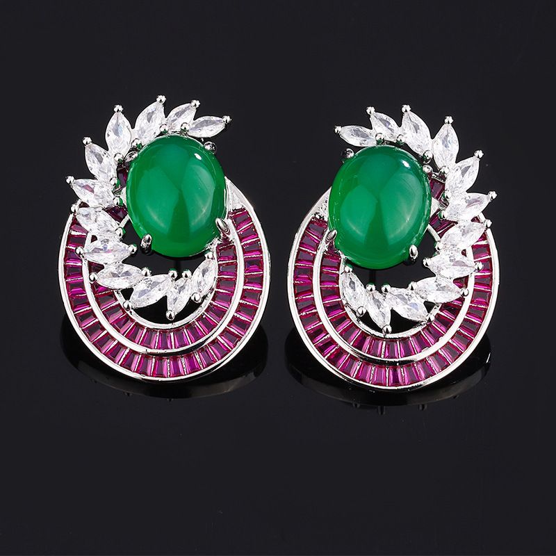 Ensemble de bijoux en argent pur, boucles d'oreilles, bague, calcédoine, ensemble de deux pièces, bague, boucles d'oreilles, femmes_voghion.com