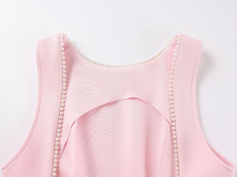 Gonna corta con fiocco di perle, alla moda, sottile, senza schienale, stile da donna_voghion.com