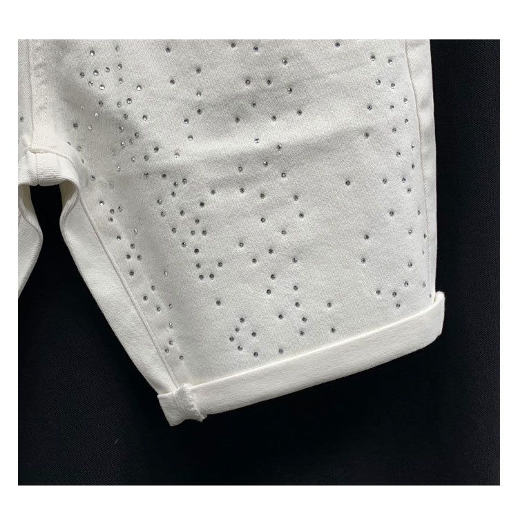 Roupas masculinas Hot Diamond Slim Stretch Denim Shorts Verão Novos Calças Masculinas Brancas de 4 Pontos_voghion.com