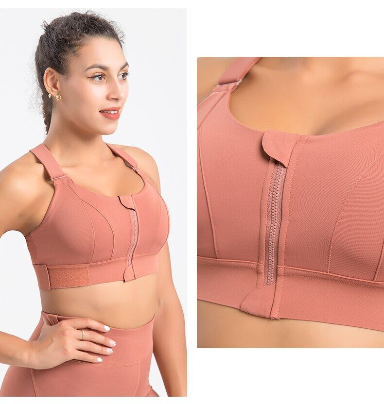 SUPERFLOWER Fiess-Training Donna Taglie forti VelcroPush Up Allenamento Palestra Antiurto Crop Top Cerniera anteriore regolabile Sport_voghion.com