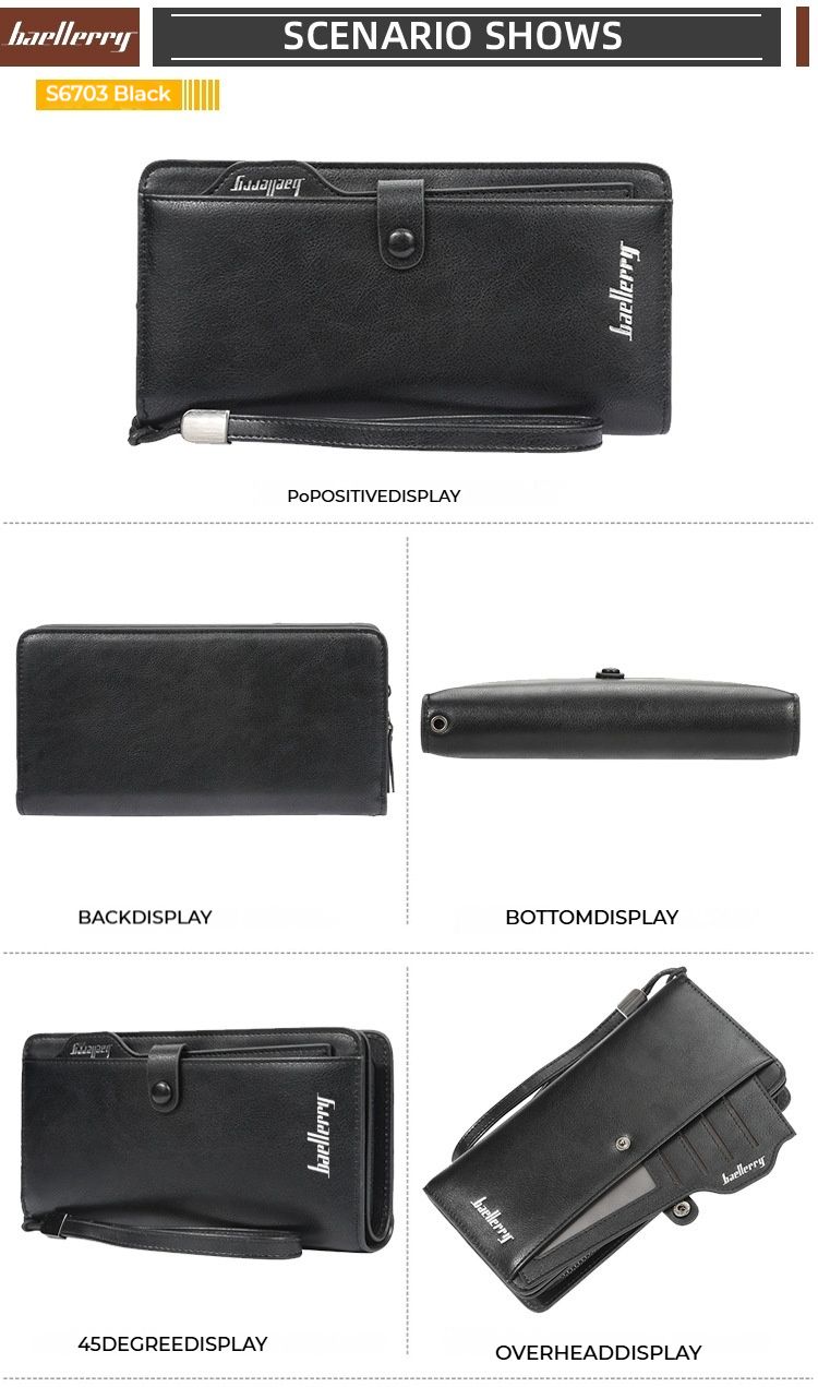 BAELLERRY Retro-Geldbörse für Herren im europäischen und amerikanischen Stil, lange Geldbörse für Herren, multifunktionale Handytasche, Business-Clutch für Herren in den Größen 35 – 55._voghion.com