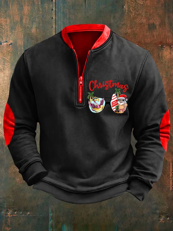 Felpa con stampa 3D da uomo, mezza cerniera, autunno inverno_voghion.com
