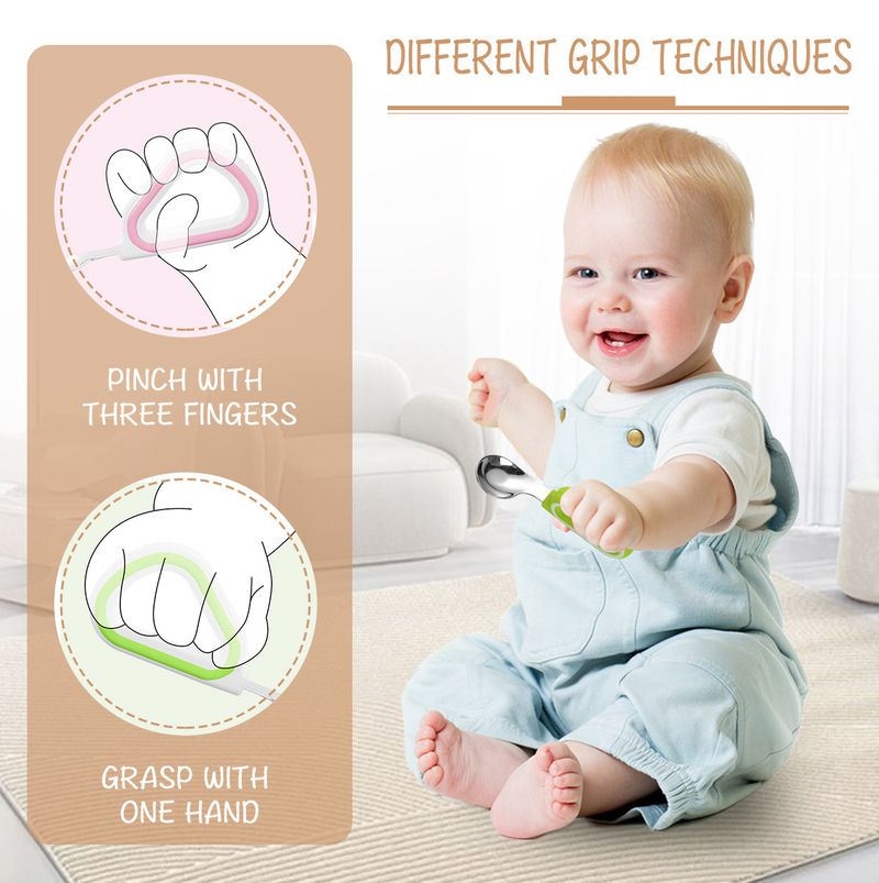 Mother & Kids Baby Independent Feeding Food Spoon 316 Stainless Steel Baby Learning To Eat Training Children Special Short Handle Spot_voghion.com
