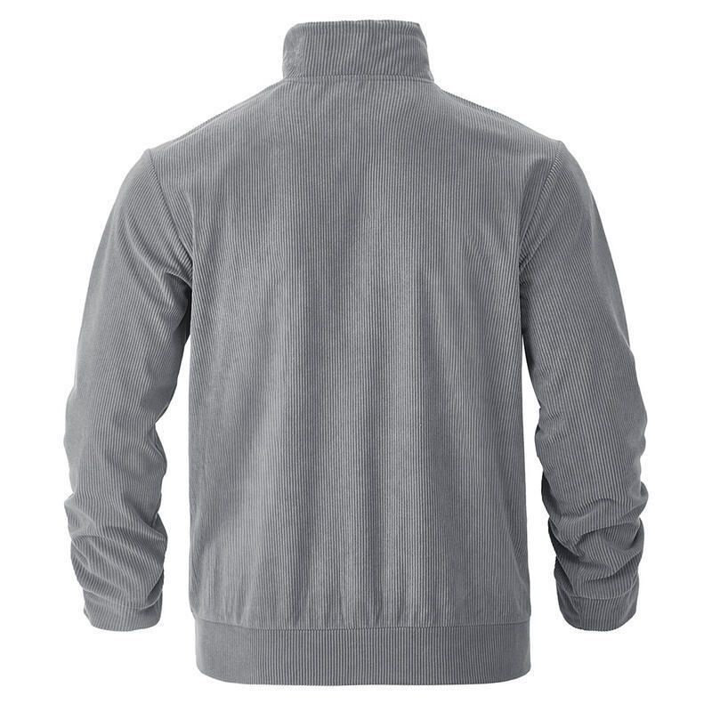 Autumn American Heavy Corduroy New Simple Versatile Multi Pocket Long Sleeved Stand Up Collar Jacket Men's Clothing_voghion.com