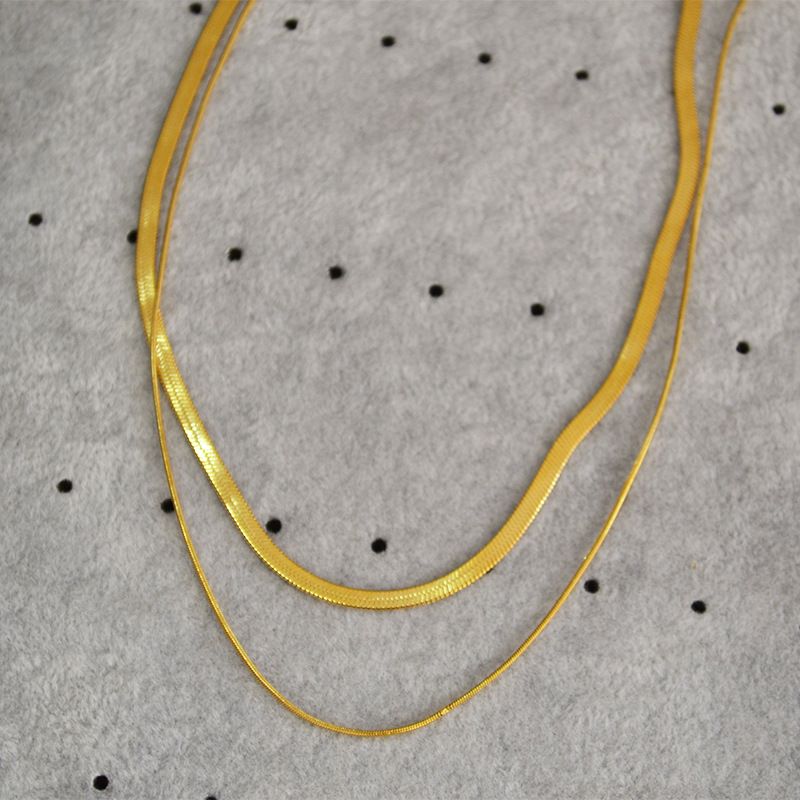 INS Japanese, Korean, Autumn And Winter Popular Simple Snake Bone Blade Double Layered Layered Strap Elegant Short_voghion.com