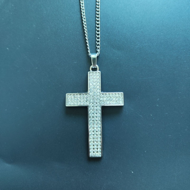 Modna personalizirana kreativna ogrlica z diamantnim križem za moške in ženske, ulični hip-hop punk obesek, dodatki_voghion.com