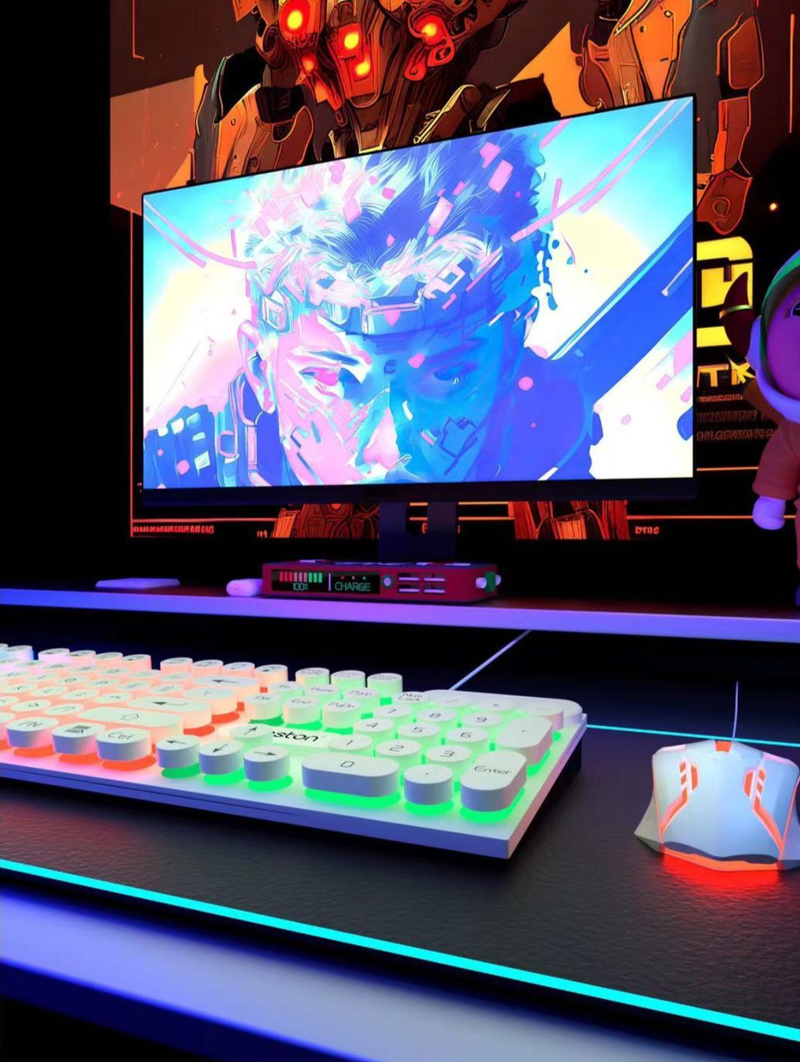 Tastiera e mouse cablati universali per computer desktop e laptop con illuminazione e sensazione meccanica da gioco_voghion.com
