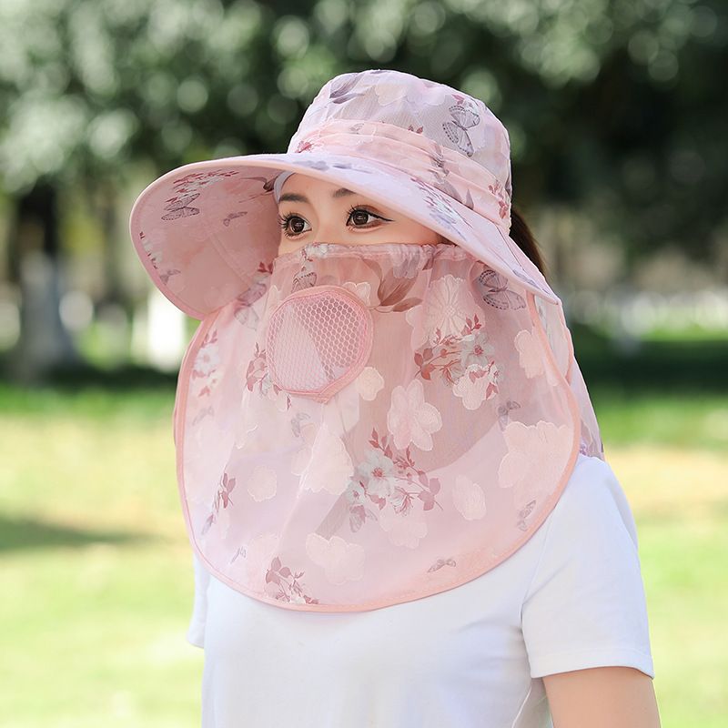 LazyZoom Für Damen, Sommermaske, Gesichtsbedeckung, breite Krempe, vielseitiger cooler Hut, UV-Schutz, Sonnenhut zum Teepflücken, Radfahren_voghion.com