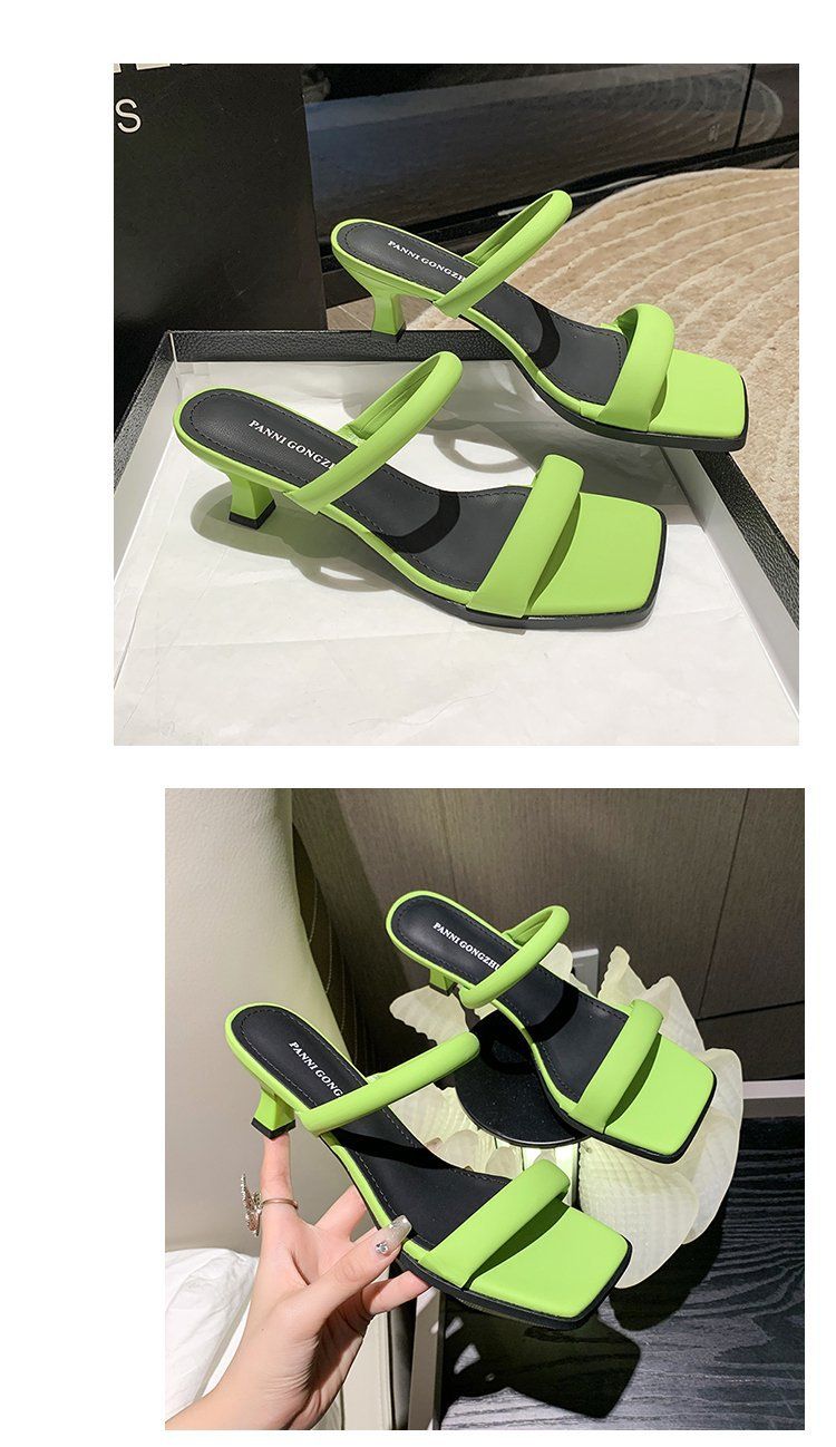 Women's Low Heel Square Toe Sandals - Spring Slimming Open-Toe Strappy Dressy Shoes_voghion.com