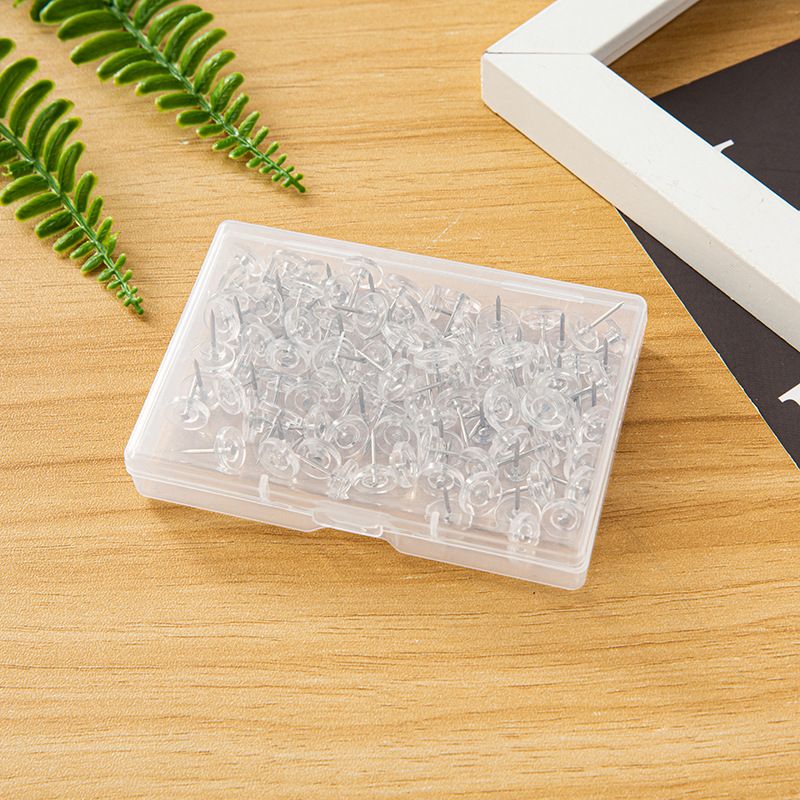 Chincheta de corcho de plástico con forma especial para uñas redondas pequeñas y transparentes, 100 unidades por caja_voghion.com