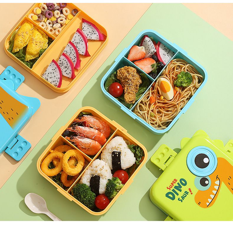 Scatola per il pranzo a forma di dinosauro per bambini e studenti Scatola per il pranzo riscaldabile a microonde Scatola per il pranzo in plastica a doppio strato per insalata all'ingrosso_voghion.com