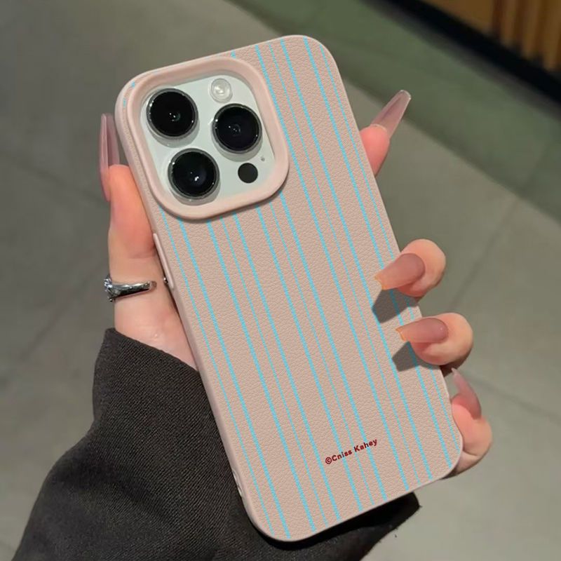 Skin Texture Fresh Striped Case Compatible With 15 Pro Max IPhone 14/12/11/13/XS_voghion.com