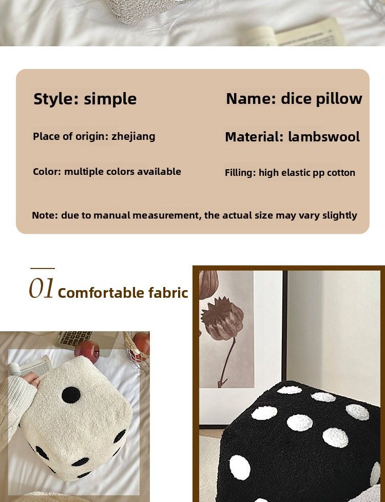 Cuscino decorativo per la casa creativo e semplice, divertente, simulazione di dadi, peluche, cuscino per divano, tappetino futon_voghion.com