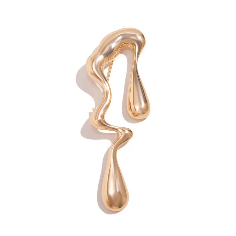 Kovová nepravidelná brož s kapkou vody, ženská, léto 2025, trendy osobnost, nikový design, smysl pro internet, temperament celebrit, pin_voghion.com