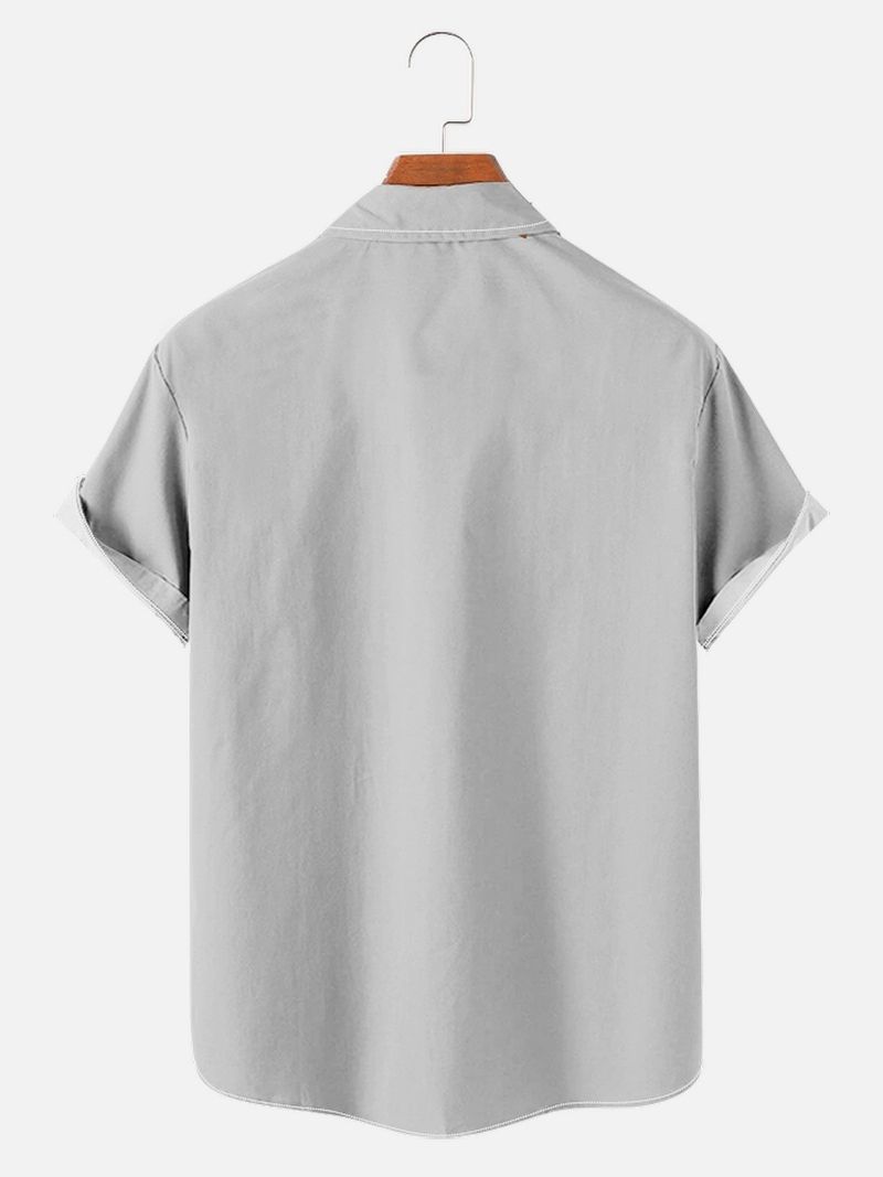Vintage Herrenhemd für Herren, modisches Muster, Streifen, Oberteile, Sommer, Herrenbekleidung, kurzärmelige Knopfbluse, lockere Hawaiihemden_voghion.com