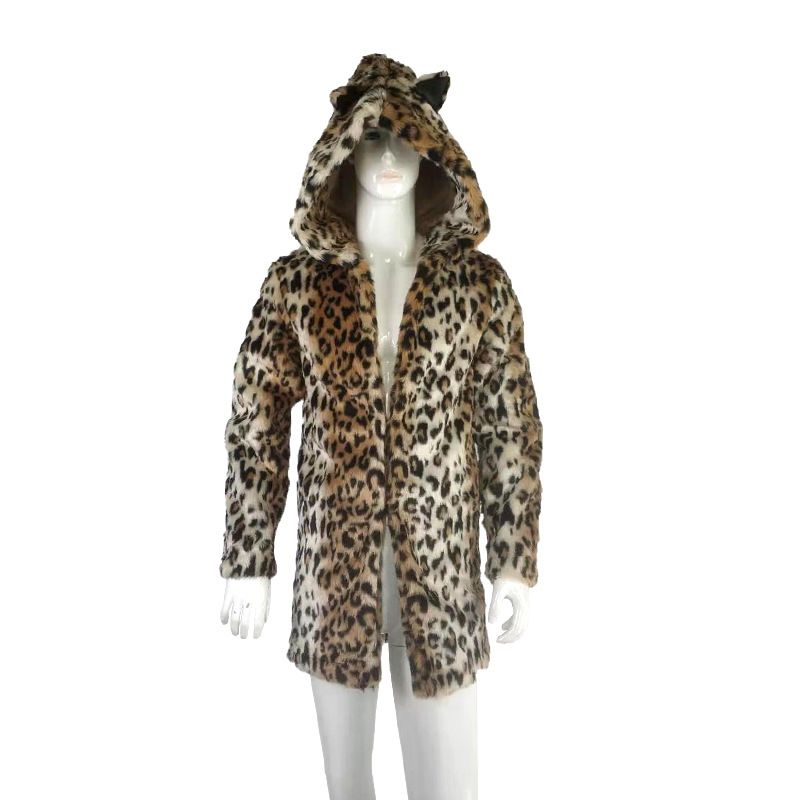 Herren-Kapuzenmantel aus Kunstpelz mit Leopardenmuster, warme Winter-Langjacke für Streetwear-Mode_voghion.com