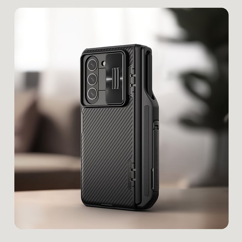 For Galaxy Z Fold 5 Case With S Pen Holder & Slide Camera Cover Protective Phone Case_voghion.com