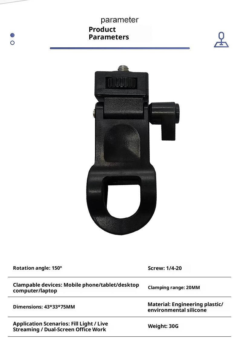 Supporto universale per videoconferenza con clip, luce di riempimento, per streaming live su telefono portatile e computer tablet_voghion.com