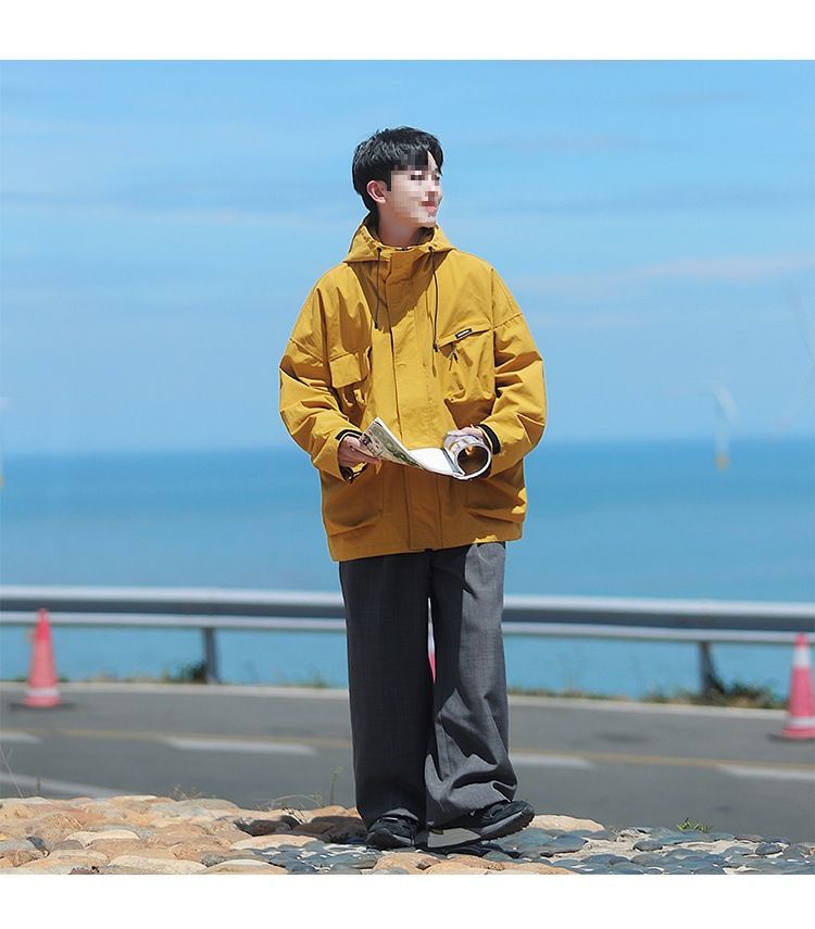 Military green mountain style functional assault suit men's spring hooded windproond waterproof vintage work jacket_voghion.com