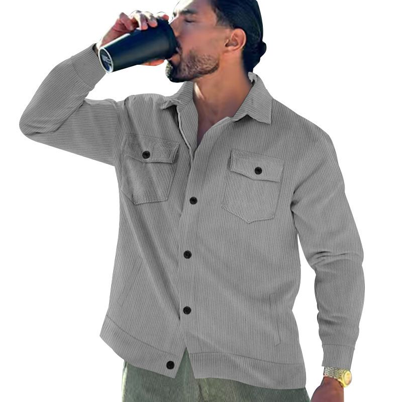 Men's Corduroy Jacket – Single-Breasted Notch Lapel, Breathable & Wrinkle-Resistant, Multi-Pocket Casual Blazer (S-XXXL, Autumn Essential)_voghion.com