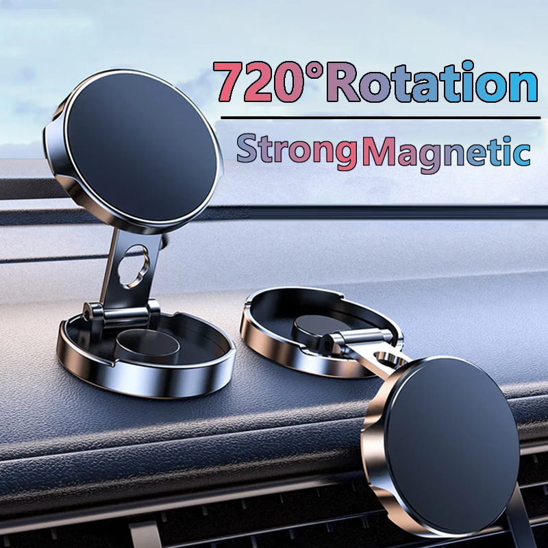 Autotelefoonhouder Stevige magnetische autohouder 720° opvouwbare ronde houder, ondersteunt universele telefoon_voghion.com