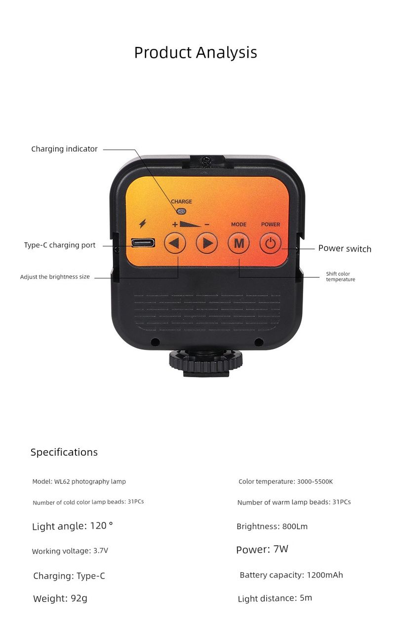 Mobile Phone Selfie Fill RGB Portable SLR Camera Photo Shooting Video Beauty Led Tofu Pocket Light_voghion.com