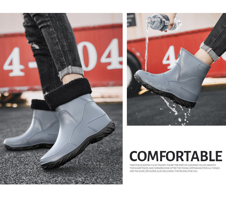 Men Non Slip Waterproof Rubber Work Boots Rain Boots _voghion.com