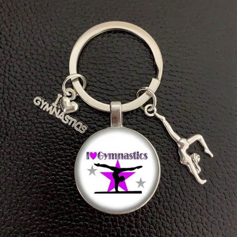 Kreativ I Love Gymnastics Time Glas Schlësselanhänger Metall Schlësselring fir Männer a Fraen_voghion.com
