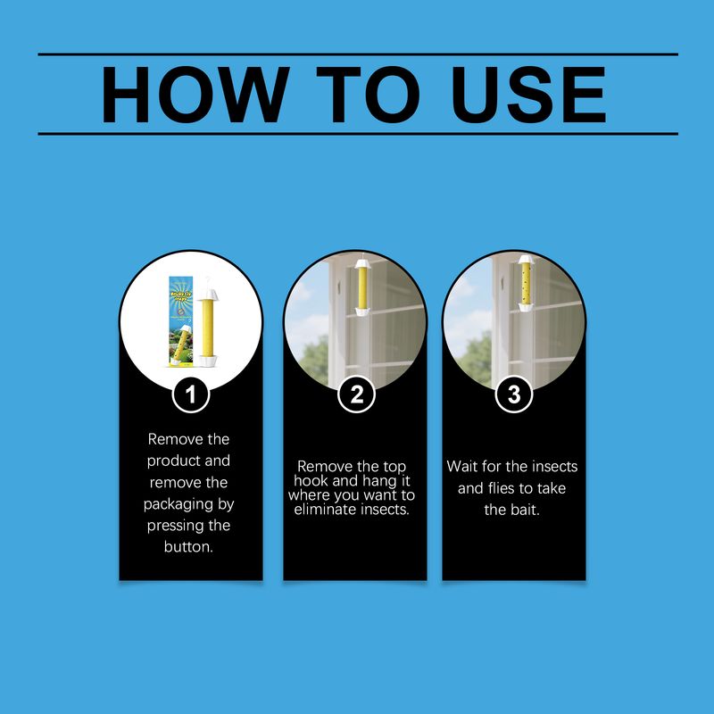 MoonSpry Sticky Trap Stick Daily Household Odorless Insect Repellent Removal Tool Hanging Fly Catcher_voghion.com