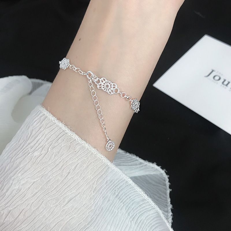 S Pure Sëlwerarmband, Ostportal vu Korea, Einfach Spitzenhandwierk fir Fraen, Modesch an elegant Bijouen_voghion.com