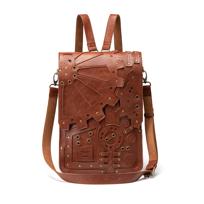 Steampunk Retro Gear Backpack Women's Schoolbag Shoulder Crossbody Bag_voghion.com