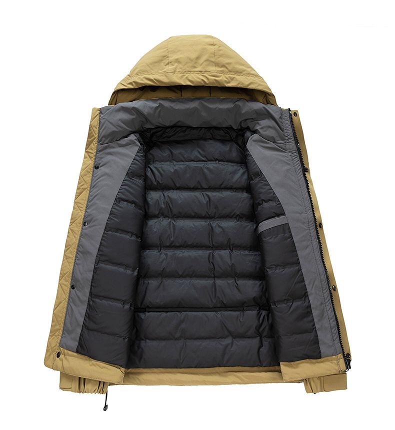 Herrenbekleidung Winter-Arbeitskleidung Daunenjacke Kurzer Stil Lässiger Mode-Kapuzenparka Mit 700FP Weißer Entendaunen, Wasserdichter Winddichter Verdickter Mantel_voghion.com