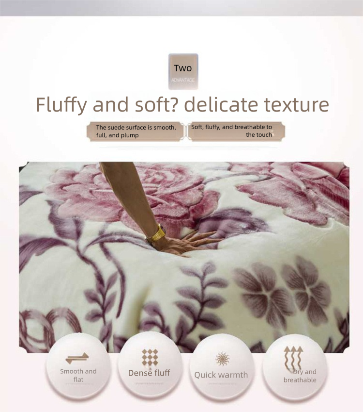 Raschel Double Layer Thick Ultra Soft Fleece Throw Big Red Warm Blanket Gift_voghion.com