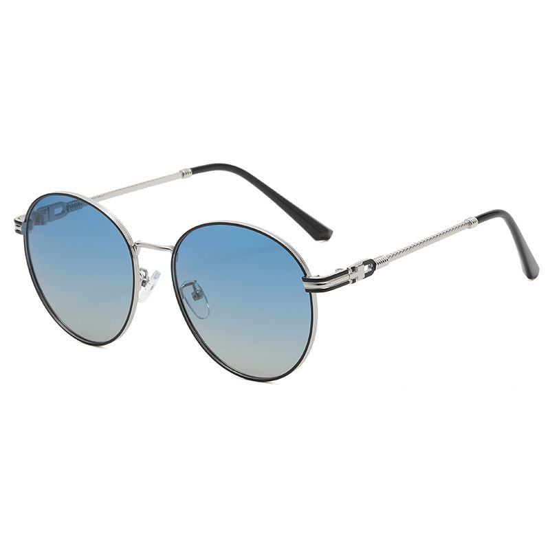 Design polarized fashionable round metal frame for women's driving, with UV protection and sunglasses_voghion.com