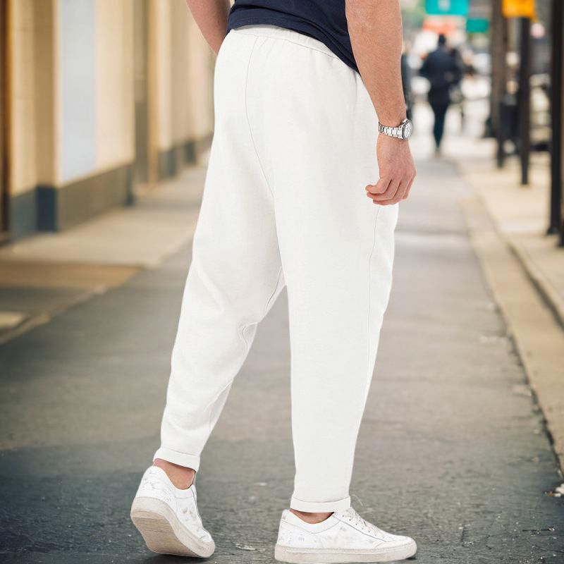 New men's sports casual trendy and fashionable, solid color, Haren pants, hanging style, plus size pants for men_voghion.com